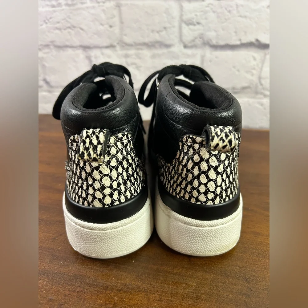 Vince Camuto Samphy Black, White & Snake Print Leather High Tops